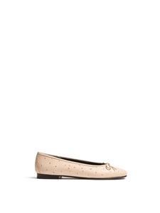 Roux Ballet Flat in Ecru Ostrich