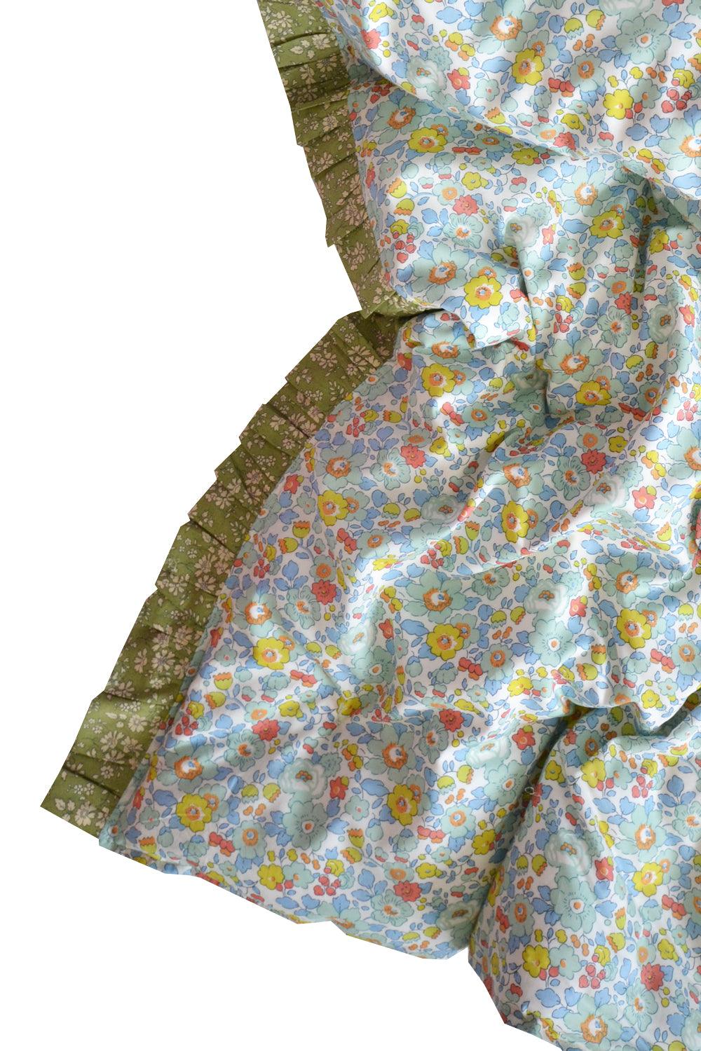 Reversible Ruffle Edge Heirloom Quilt made with Liberty Fabric BETSY SAGE & CAPEL PISTACHIO - Coco & Wolf