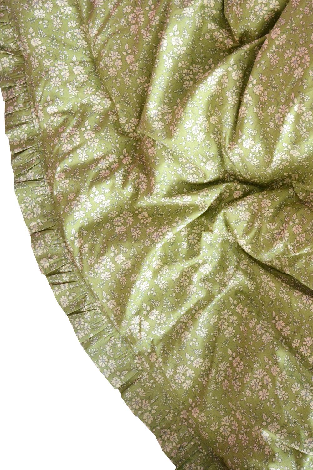 Reversible Ruffle Edge Heirloom Quilt made with Liberty Fabric BETSY SAGE & CAPEL PISTACHIO - Coco & Wolf