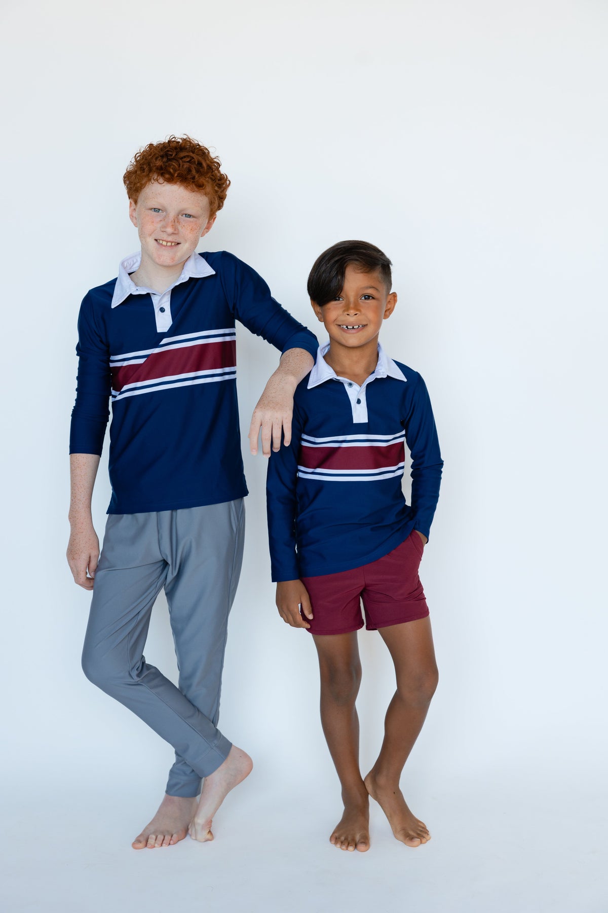 Long Sleeve Rugby Polo Shirt in Letterman Stripe