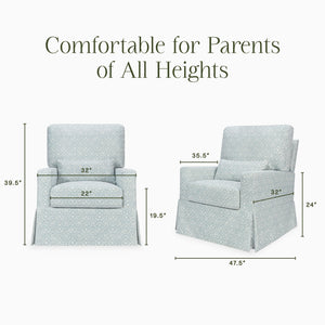 Morris & Co. x Namesake Crawford Pillowback Comfort Swivel Glider Bellflowers in Powdered Blue