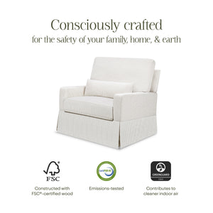Crawford Pillowback Chair and a Half Comfort Swivel Glider in Fog Chatham Stripe Performance Eco-Weave