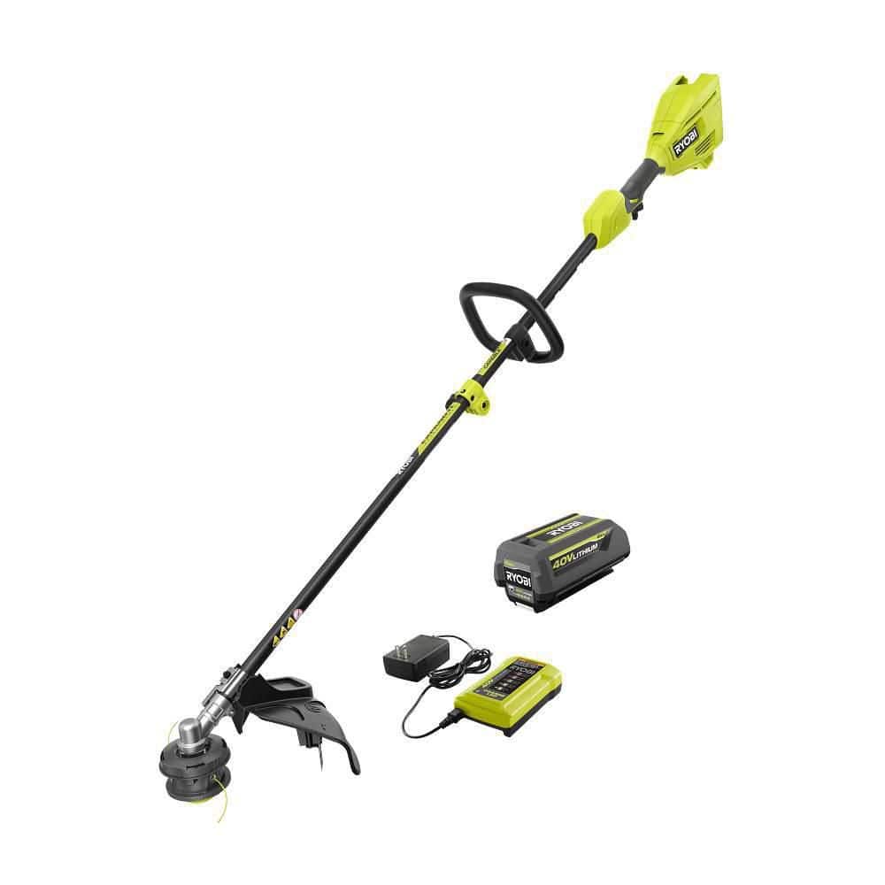 Cordless Battery Attachment Capable String Trimmer with 4.0 Ah Battery and Charger