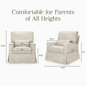 Morris & Co. x Namesake Crawford Pillowback Comfort Swivel Glider Mallow in Ash