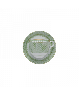 APPLE GREEN LACE TEA CUP & SAUCER