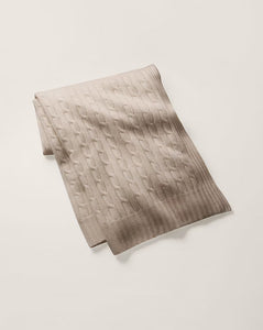 Cable Cashmere Throw Blanket in Natural