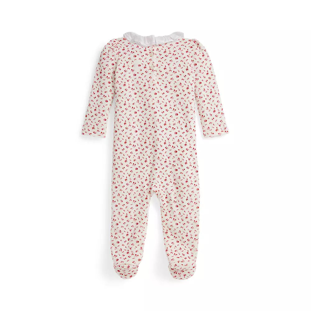 Floral Velour Footed Coverall