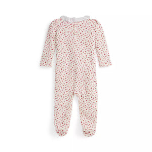 Floral Velour Footed Coverall