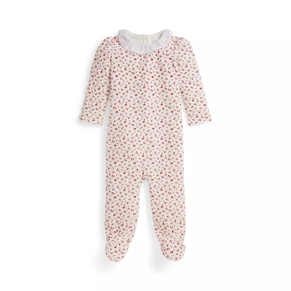 Floral Velour Footed Coverall