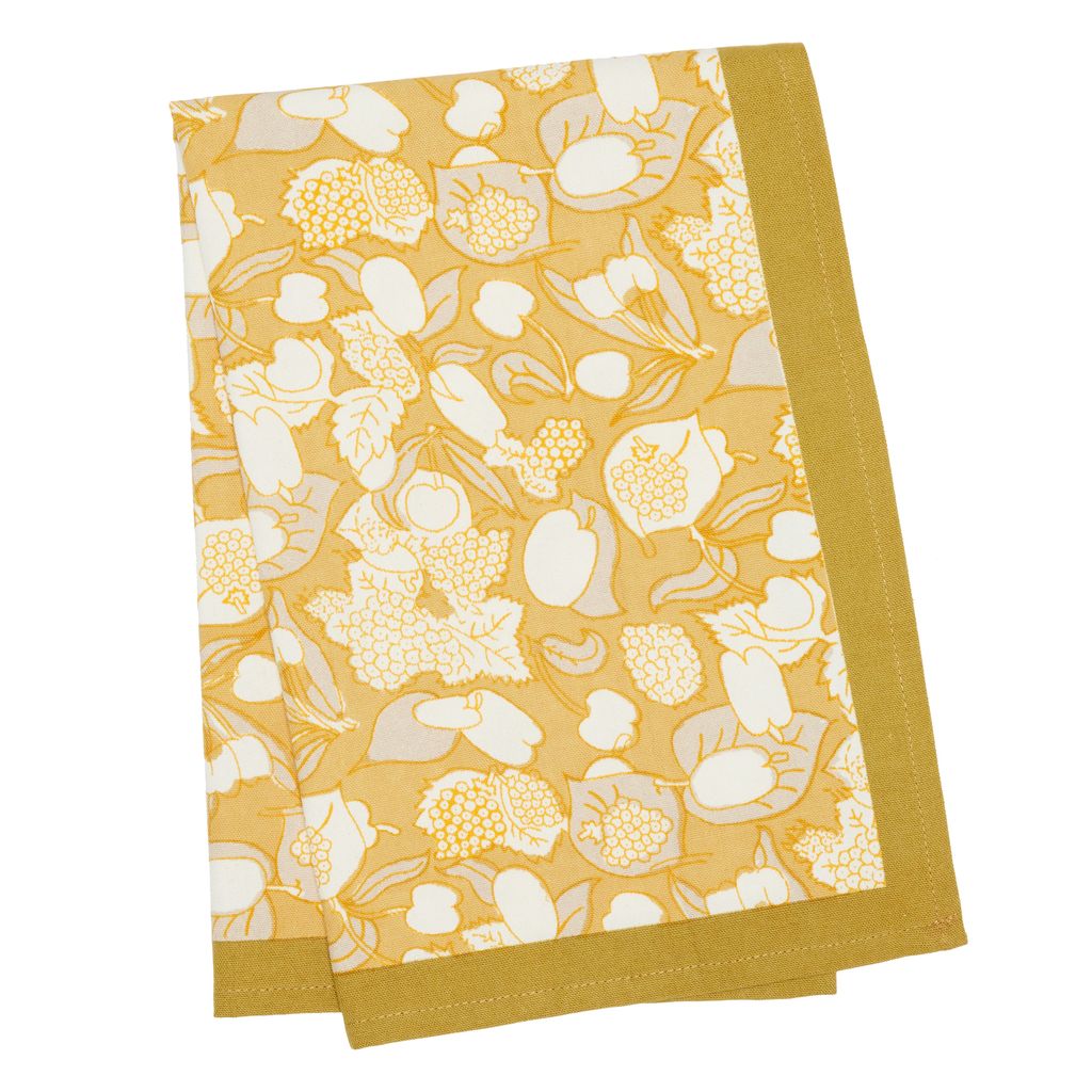Forest Harvest Tea Towels in Grey & Mustard, Set of 3
