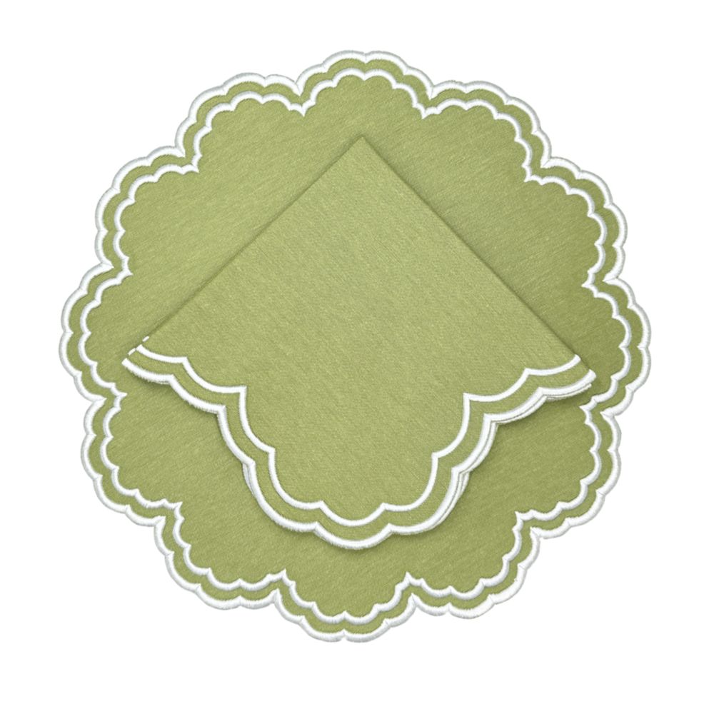 sage embroidered luxury placemat and napkin