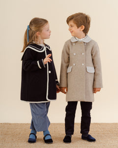 Girls' sailor-style oversized coat navy