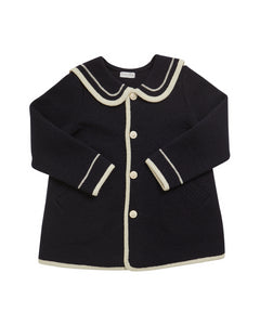 Girls' sailor-style oversized coat navy