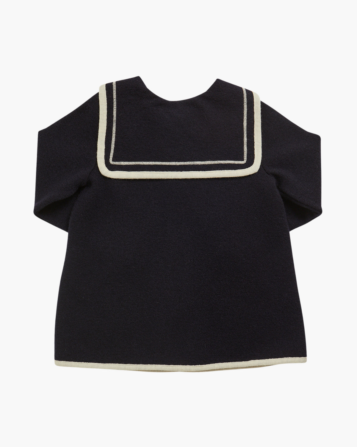 Back of Girls' sailor-style oversized coat navy