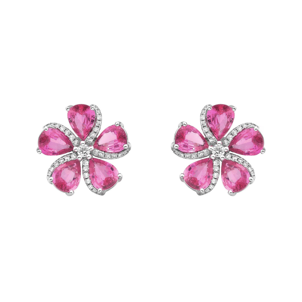 Sakura Pink Sapphire Flower Earrings - Jewelry - RUCHI New York