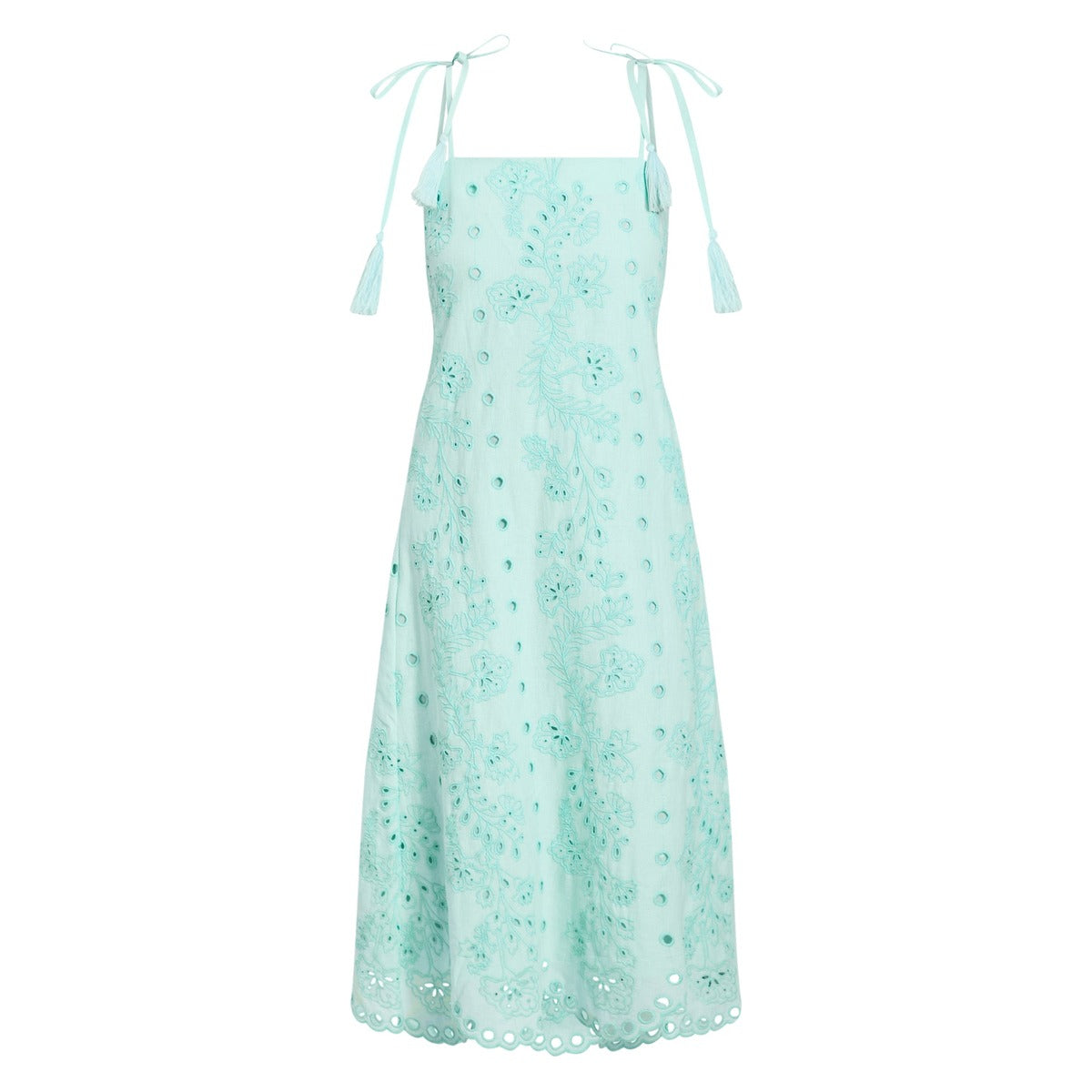 Salvador Tassel Midi Dress in Tidal Blue