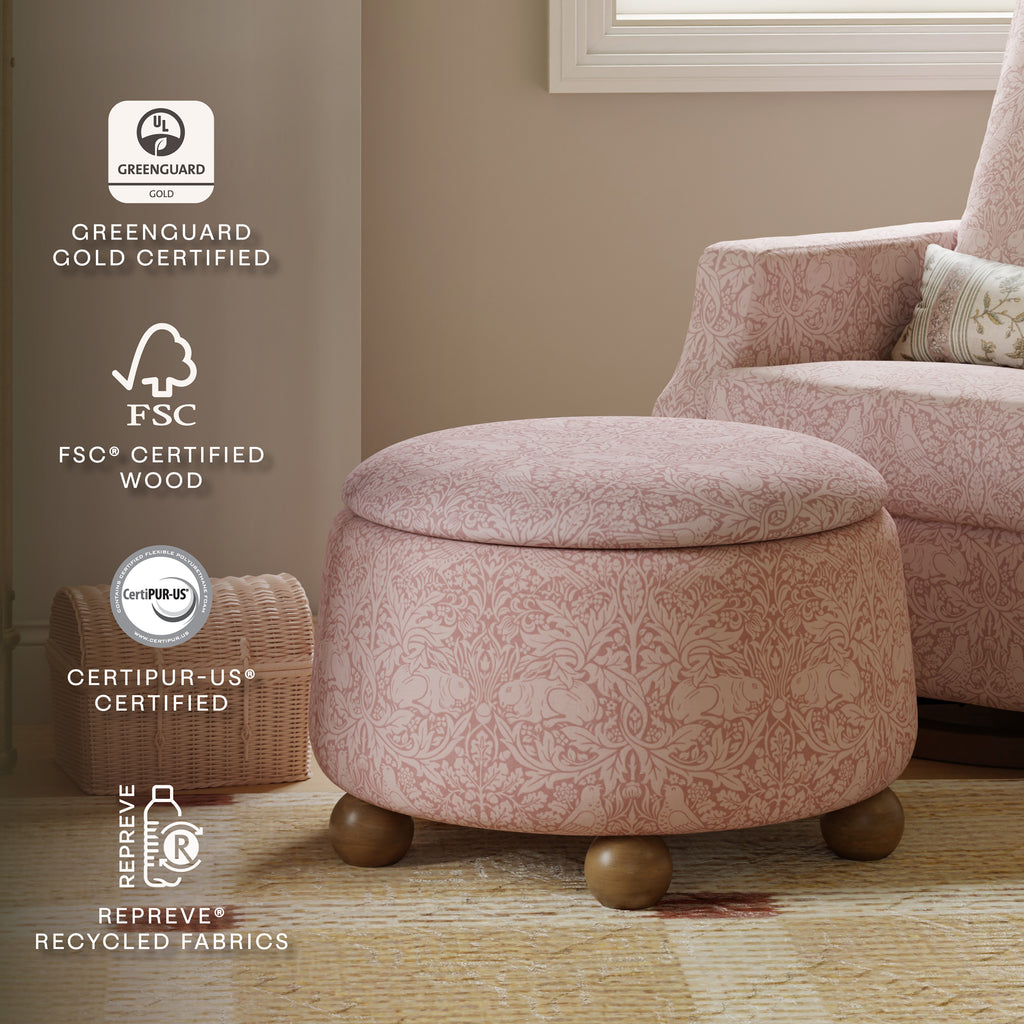Morris & Co. x Namesake Tuffet Storage Ottoman Pure Brer Rabbit in Rose
