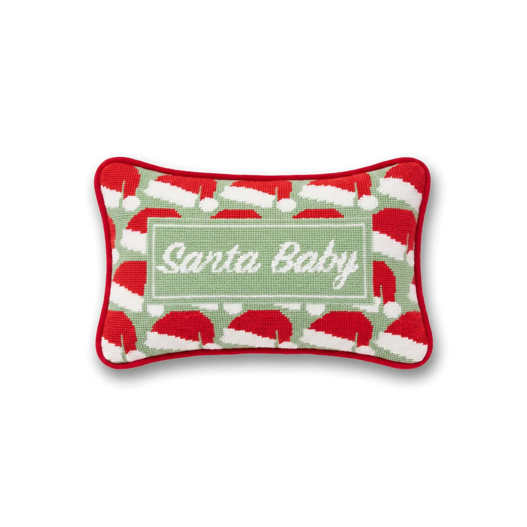 Santa Baby Mini Needlepoint Pillow - front