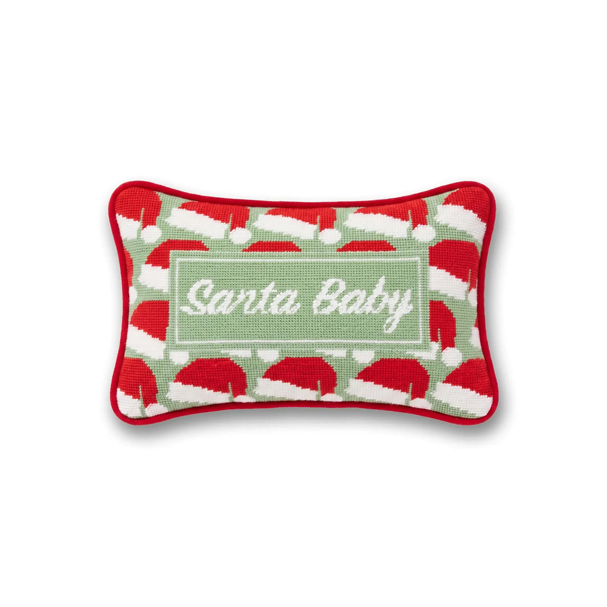 Santa Baby Mini Needlepoint Pillow - front
