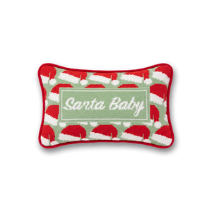 Santa Baby Mini Needlepoint Pillow - front