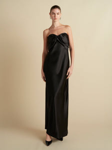 Satin Draped Bustier Dress - Marina Moscone