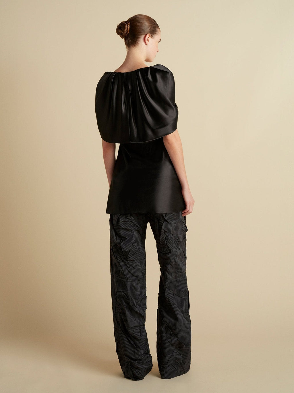 Satin Top with Draped Neckline - Marina Moscone