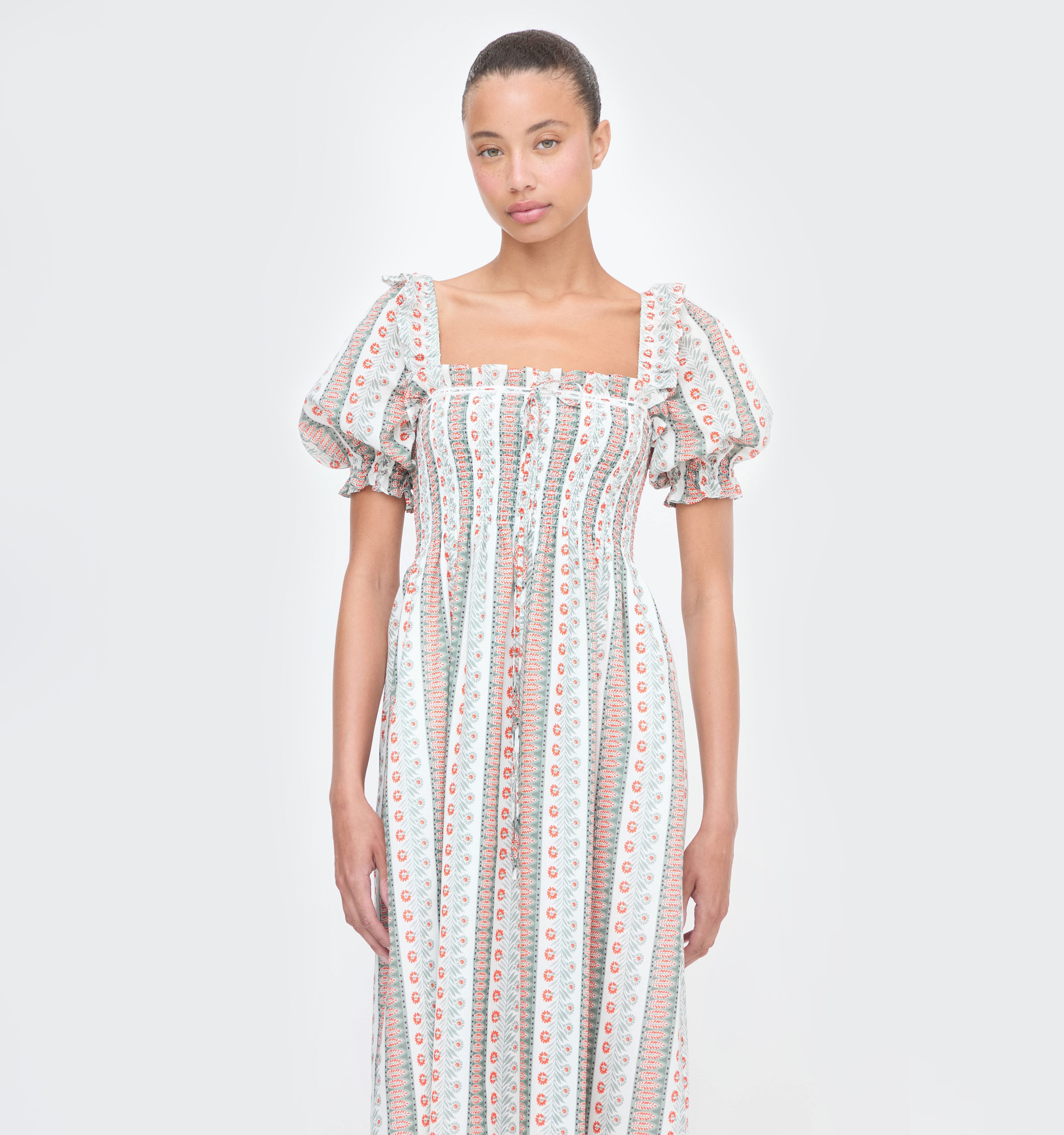 The Scarlett Nap Dress in Cosmos Floral Stripe | Over The Moon