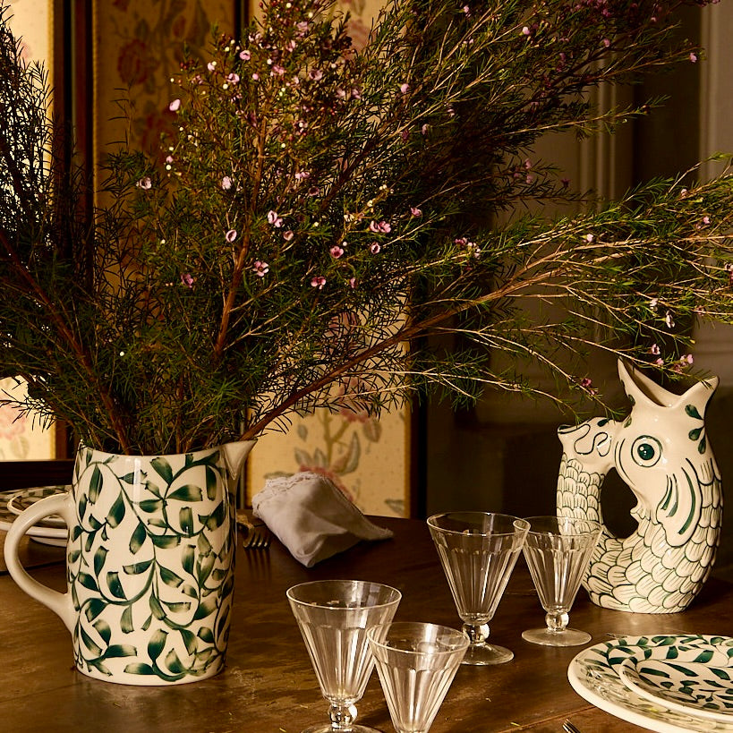Green Scroll Water Jug