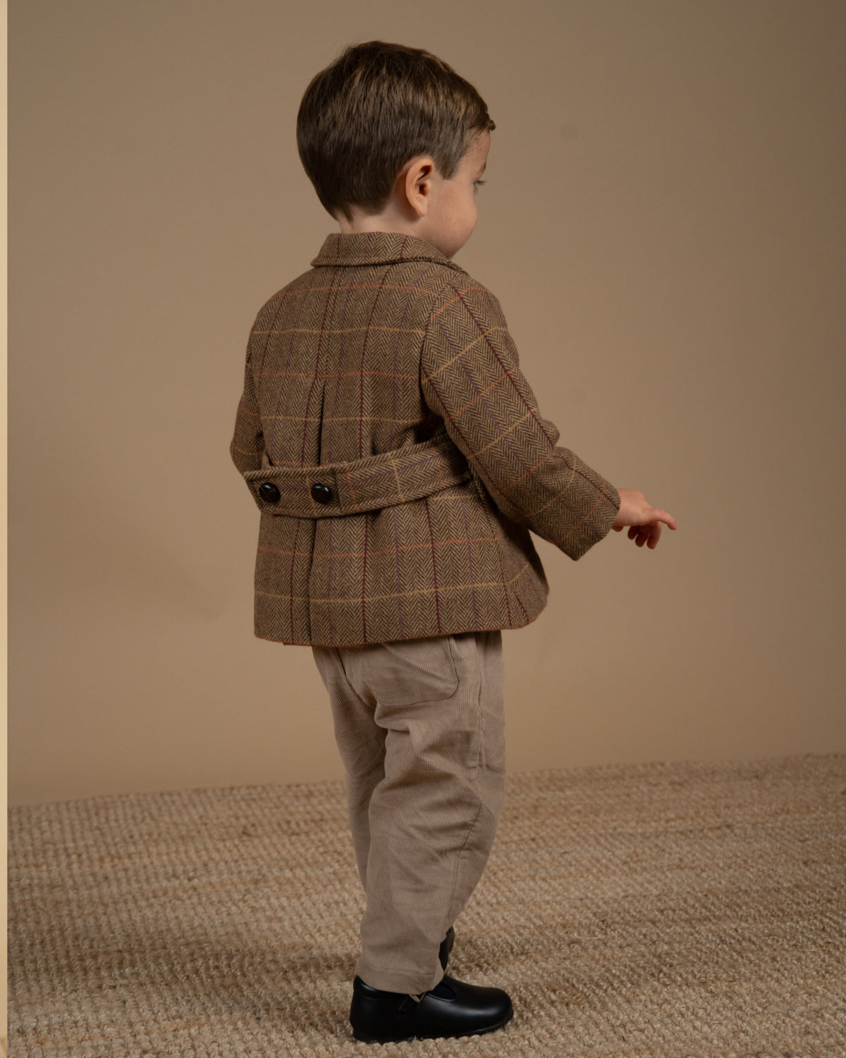 Sherlock Double Breasted Baby Jacket in Brown Tweed