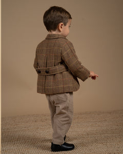 Sherlock Double Breasted Baby Jacket in Brown Tweed