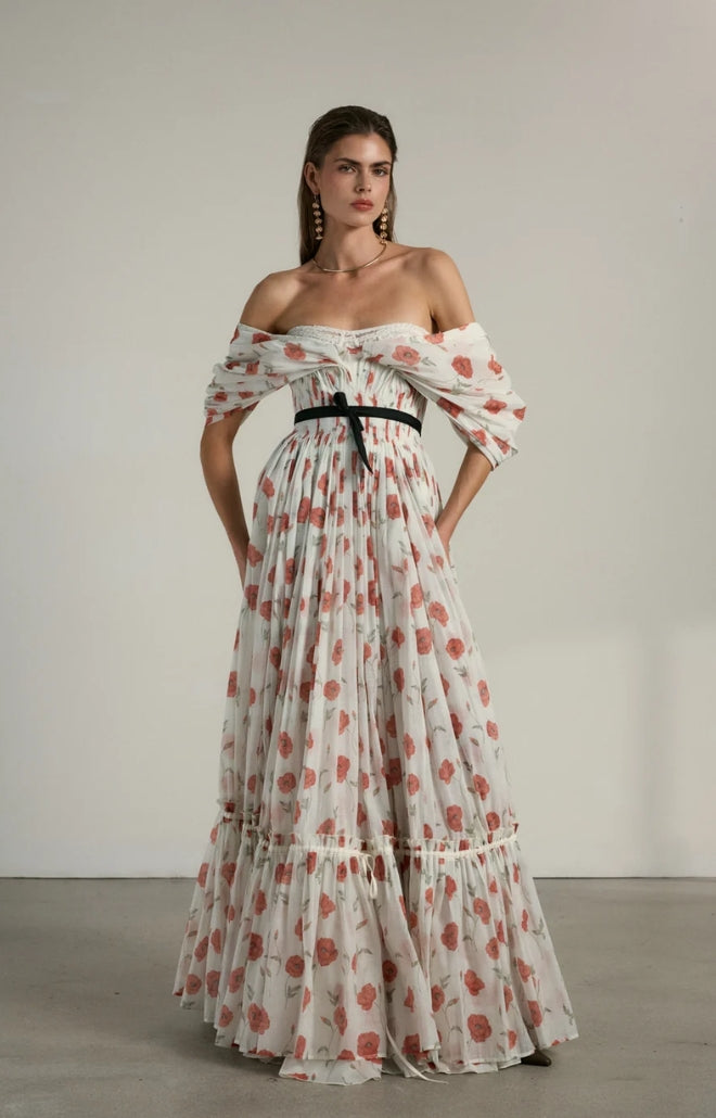V. Chapman x Kristopher Brock Leon Gown in Red Poppy Print