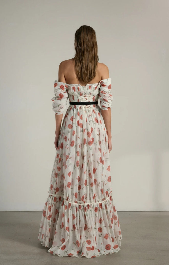 V. Chapman x Kristopher Brock Leon Gown in Red Poppy Print