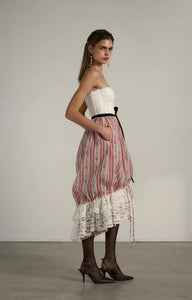 V. Chapman x Kristopher Brock Granada Dress in Red Floral Stripe