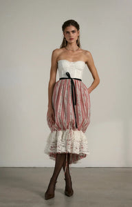 V. Chapman x Kristopher Brock Granada Dress in Red Floral Stripe
