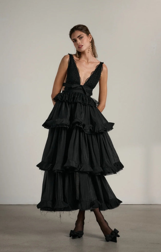 V. Chapman x Kristopher Brock Valencia Dress in Black