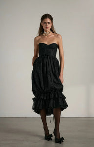 V. Chapman x Kristopher Brock Granada Dress in Black Fuzzy Lace