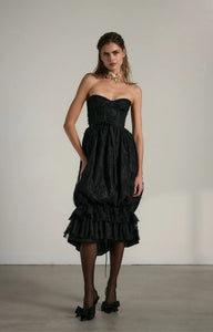 V. Chapman x Kristopher Brock Granada Dress in Black Fuzzy Lace