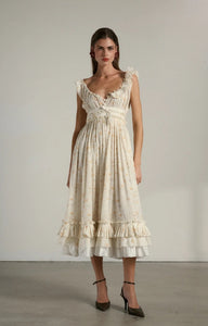 V. Chapman x Kristopher Brock Girona Dress in Orange Poppy Print