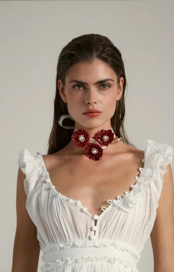 V. Chapman x Kristopher Brock Poppy Buckle in Dark Red