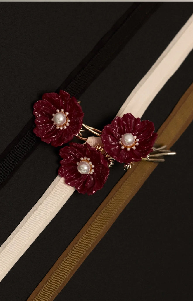 V. Chapman x Kristopher Brock Poppy Buckle in Dark Red