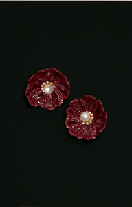 V. Chapman x Kristopher Brock Poppy Post Earring in Dark Red
