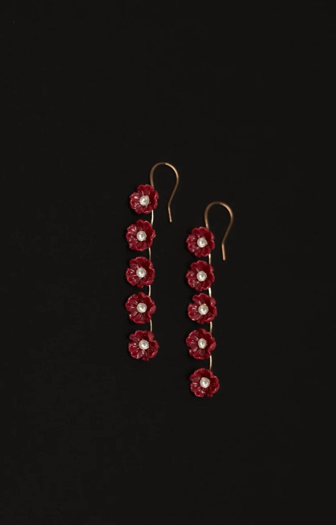 V. Chapman x Kristopher Brock Poppy Dangle Earring in Dark Red