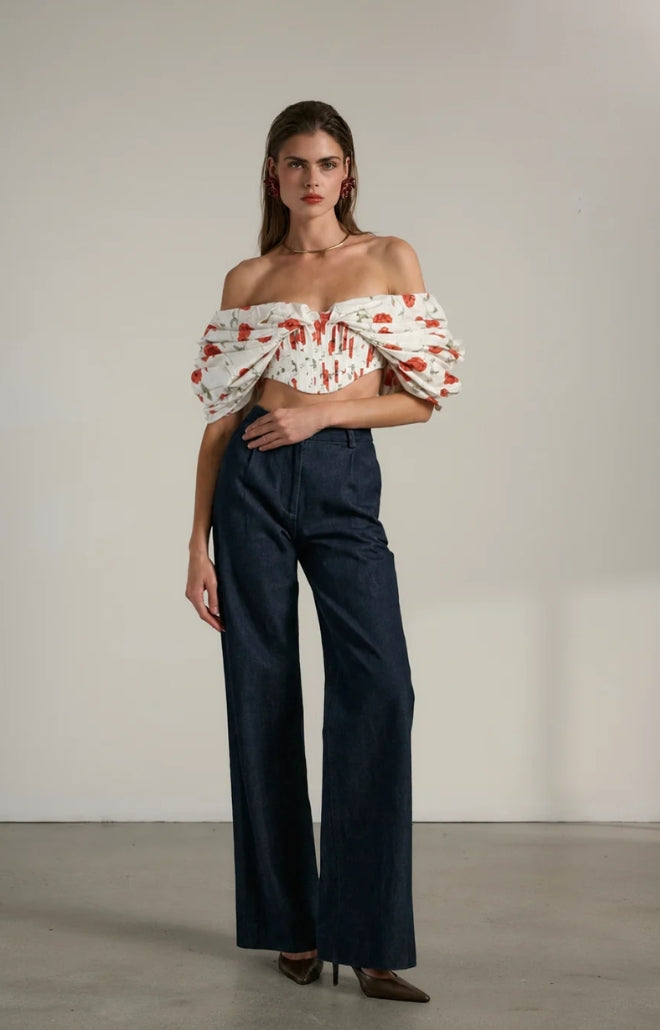 V. Chapman x Kristopher Brock Cadiz Top in Red Poppy Print