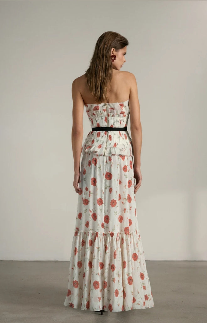 V. Chapman x Kristopher Brock San Sebastian Skirt in Red Poppy Print