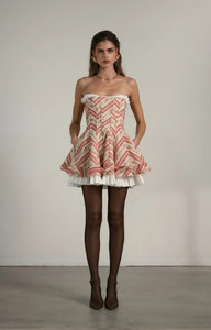 V. Chapman x Kristopher Brock Mallorca Dress in Red Floral Stripe