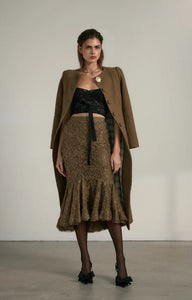 V. Chapman x Kristopher Brock Zapillo Skirt in Brown Fuzzy Lace
