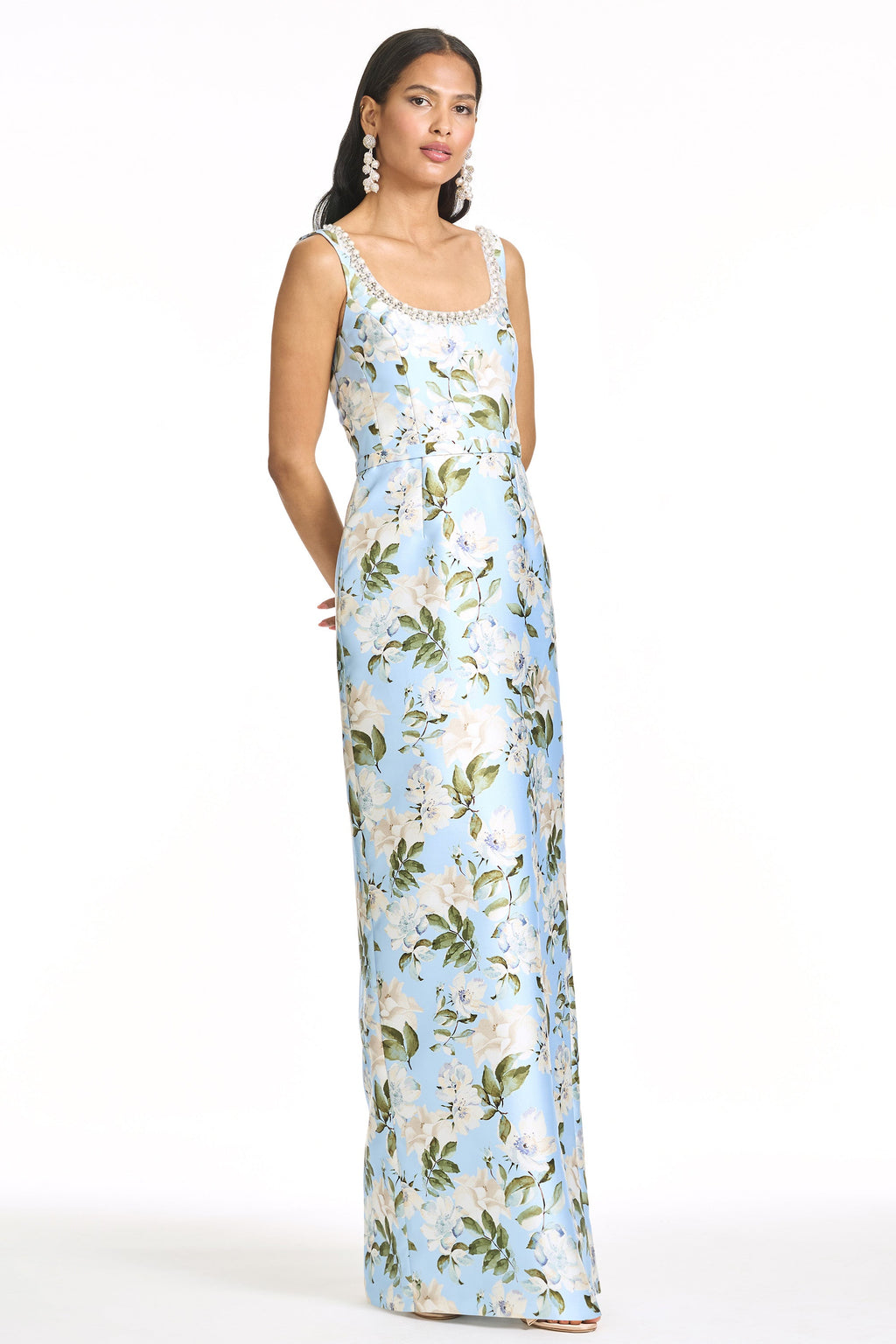 Embellished Lana Gown in Sky Camellia