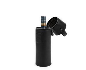 Single Wine Carrier | Vintage Black Leather - Ghurka