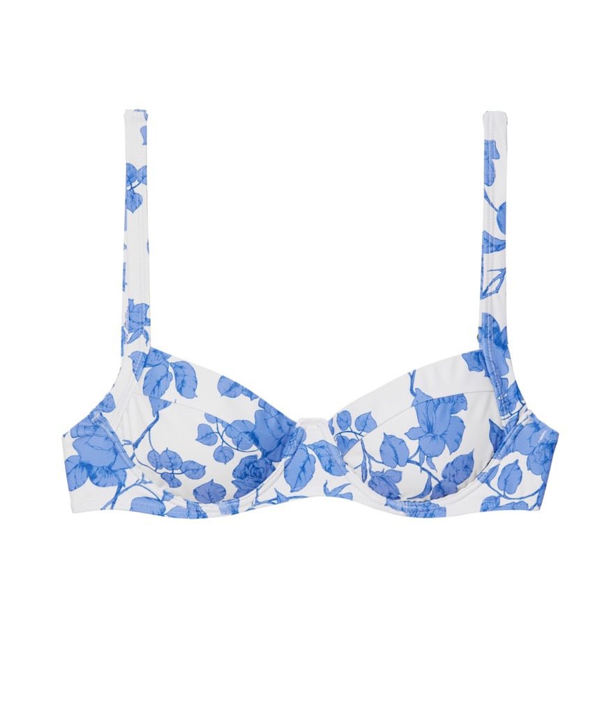 OTM Exclusive: Grace Top in White Blue Floral