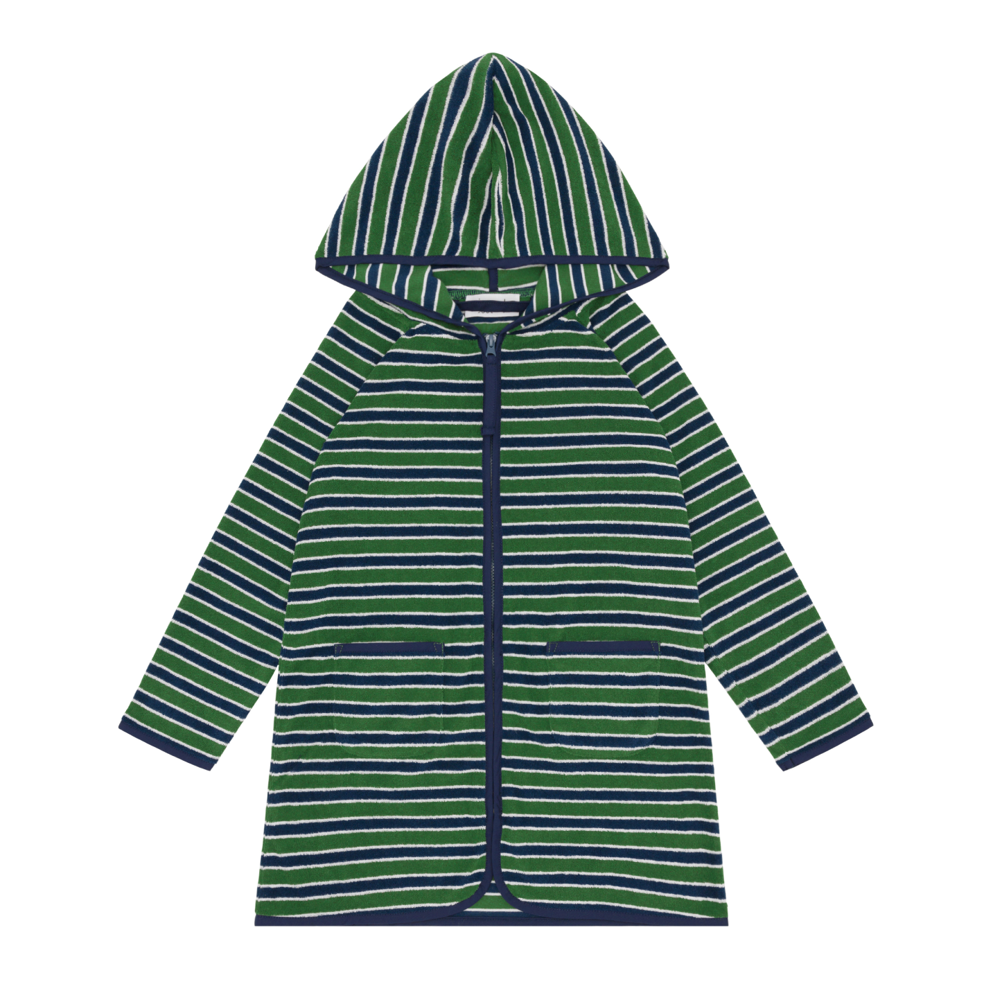 Unisex Evergreen Stripe French Terry Hooded Zipper Coverup